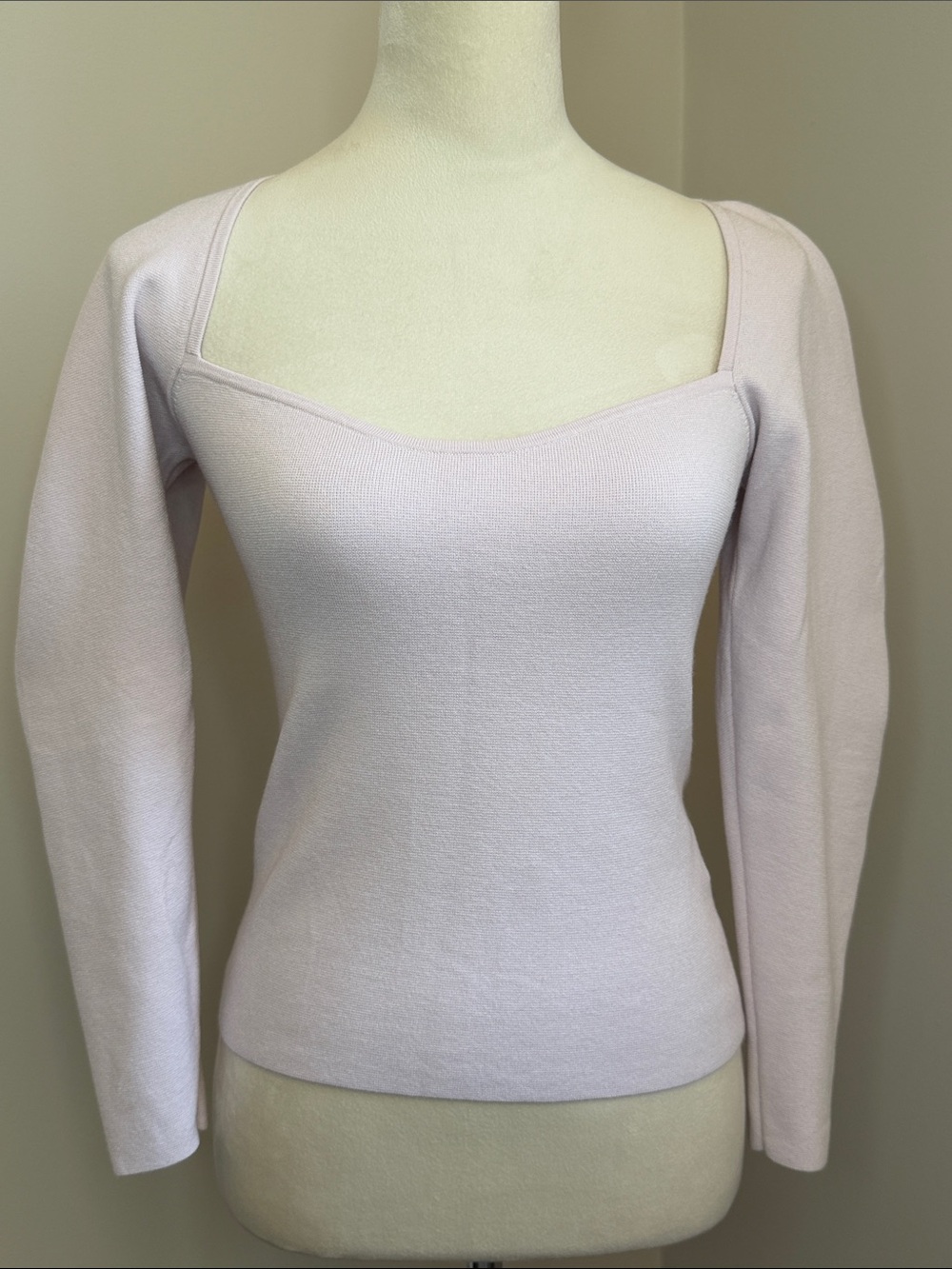 A.L.C. Pastel Lilac Pink Square-Neck Knit Top Size Small